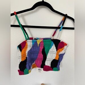 A New Day Multicolor Smocked Cropped Top